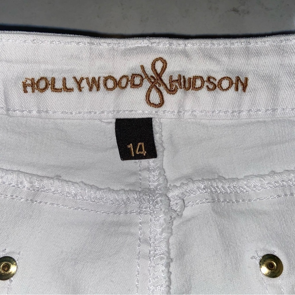 Hudson Vintage Hollywood Los Angeles Women's Sz 14 White  Jeans Ankle Zip - Picture 7 of 15
